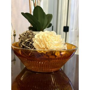 Vintage Jeannette Glass Marigold Carnival Bowl Anniversary Iridescent MCM 9"